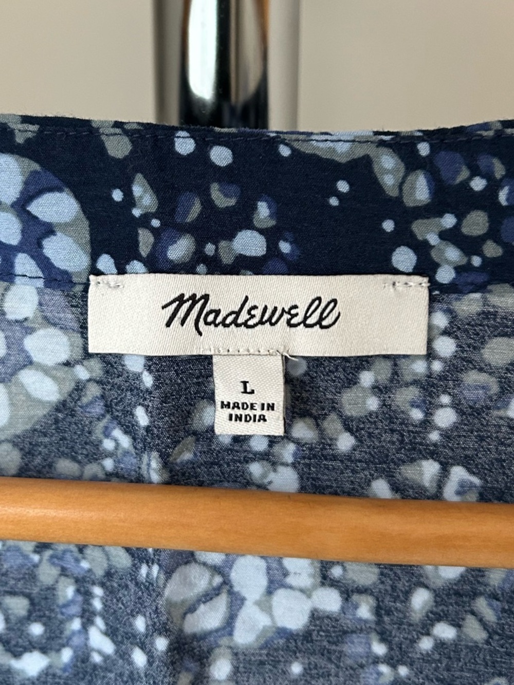 Madewell Button Front V-Neck Floral Mini Dress Blue Large - Picture 7 of 13
